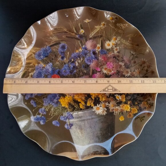 MCM Fab Ware Wildflowers Design 13.5" Diameter Ruffled Edge Retro Tray Canada - Picture 5 of 8